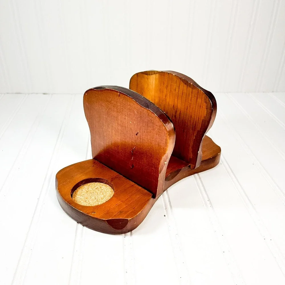 Vintage Wooden Napkin Holder: Mid-Century Modern Table Decor